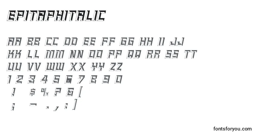 Шрифт EpitaphItalic – алфавит, цифры, специальные символы