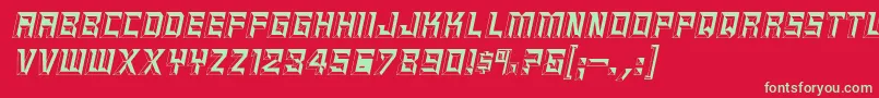 Fonte EpitaphItalic – fontes verdes em um fundo vermelho