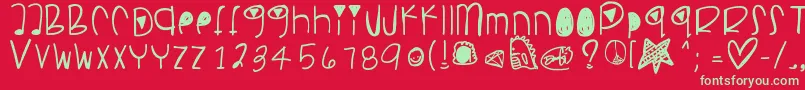Pancakesplz-Schriftart – Grüne Schriften auf rotem Hintergrund