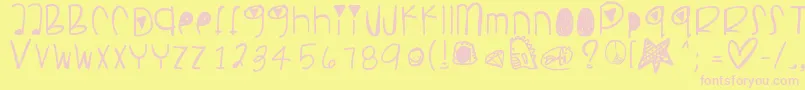 Pancakesplz-Schriftart – Rosa Schriften auf gelbem Hintergrund