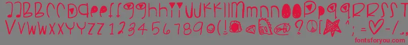 フォントPancakesplz – 赤い文字の灰色の背景