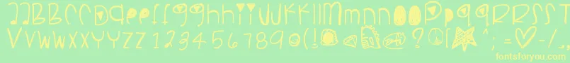 Pancakesplz-Schriftart – Gelbe Schriften auf grünem Hintergrund