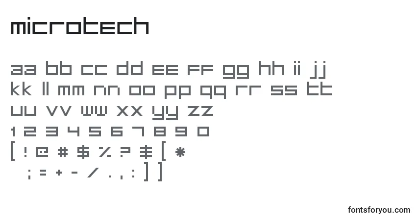 A fonte Microtech – alfabeto, números, caracteres especiais
