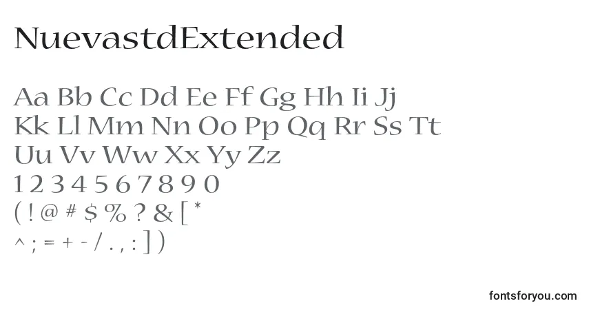 Czcionka NuevastdExtended – alfabet, cyfry, specjalne znaki