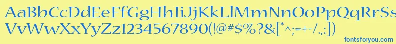 フォントNuevastdExtended – 青い文字が黄色の背景にあります。