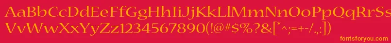 NuevastdExtended Font – Orange Fonts on Red Background