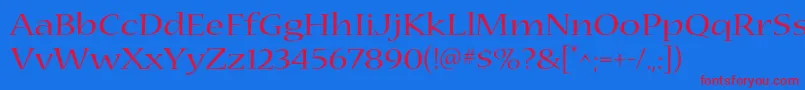 NuevastdExtended Font – Red Fonts on Blue Background