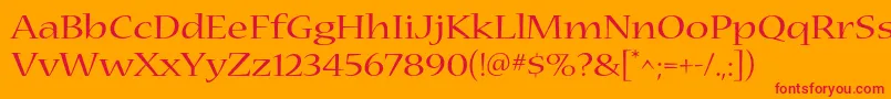 NuevastdExtended Font – Red Fonts on Orange Background