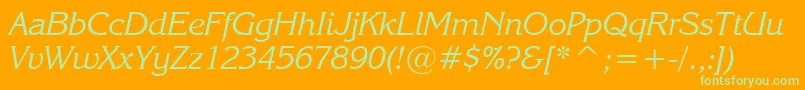 Fonte EnchantedItalic – fontes verdes em um fundo laranja