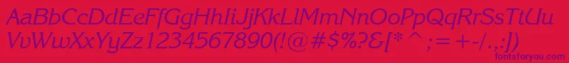 EnchantedItalic-Schriftart – Violette Schriften auf rotem Hintergrund