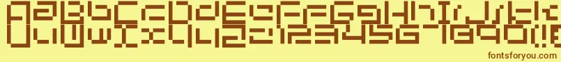 Bit03.Urbanfluxer-fontti – ruskeat fontit keltaisella taustalla