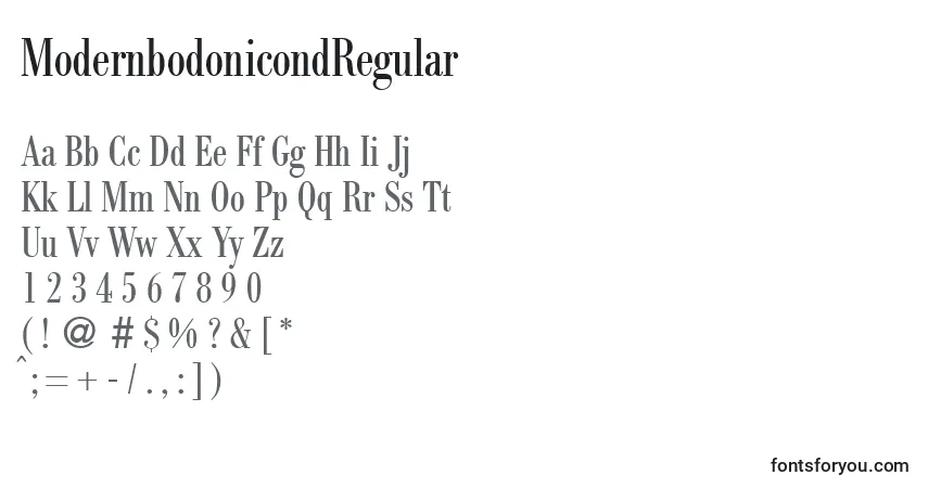 Schriftart ModernbodonicondRegular – Alphabet, Zahlen, spezielle Symbole