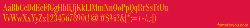 ModernbodonicondRegular-Schriftart – Orangefarbene Schriften auf rotem Hintergrund