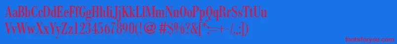 Шрифт ModernbodonicondRegular – красные шрифты на синем фоне