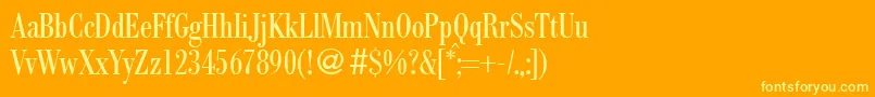 ModernbodonicondRegular-Schriftart – Gelbe Schriften auf orangefarbenem Hintergrund