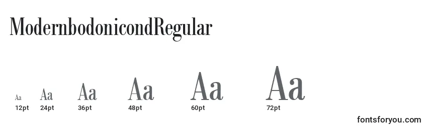 Размеры шрифта ModernbodonicondRegular