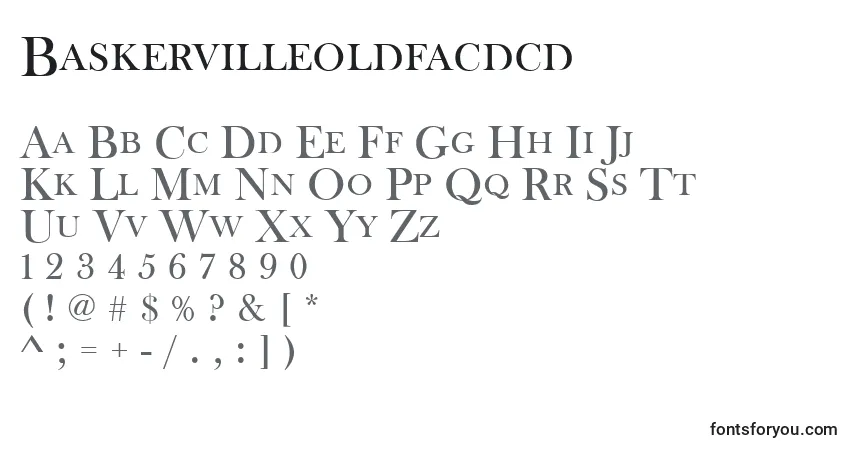 Czcionka Baskervilleoldfacdcd – alfabet, cyfry, specjalne znaki