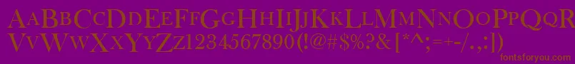 Fonte Baskervilleoldfacdcd – fontes marrons em um fundo roxo