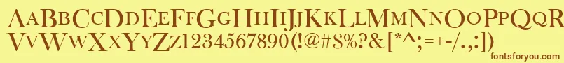 Baskervilleoldfacdcd Font – Brown Fonts on Yellow Background