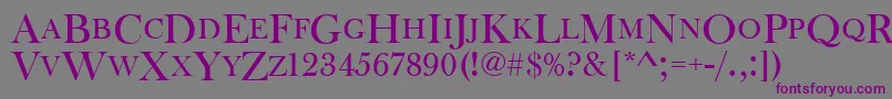 Baskervilleoldfacdcd-Schriftart – Violette Schriften auf grauem Hintergrund