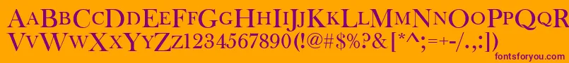 Baskervilleoldfacdcd Font – Purple Fonts on Orange Background