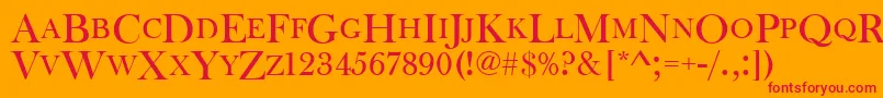 フォントBaskervilleoldfacdcd – オレンジの背景に赤い文字