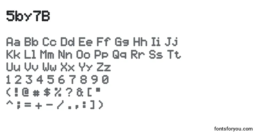 A fonte 5by7B – alfabeto, números, caracteres especiais
