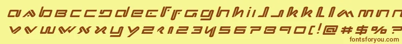 フォントXephyrtitleital – 茶色の文字が黄色の背景にあります。