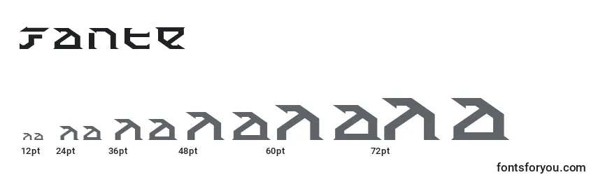Размеры шрифта Fante
