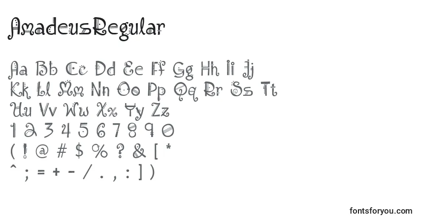 Schriftart AmadeusRegular – Alphabet, Zahlen, spezielle Symbole