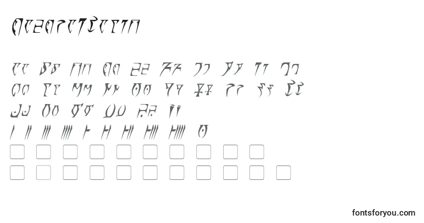 Шрифт DaedraItalic – алфавит, цифры, специальные символы
