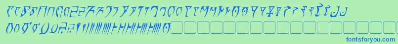 フォントDaedraItalic – 青い文字は緑の背景です。