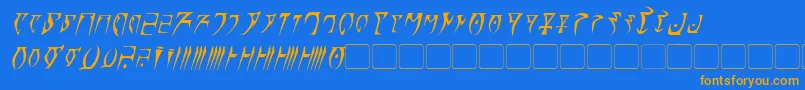 フォントDaedraItalic – オレンジ色の文字が青い背景にあります。