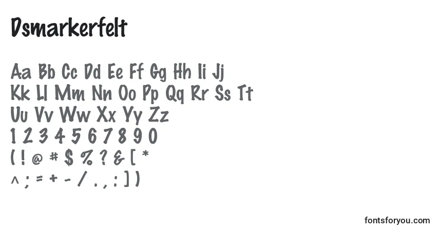 Schriftart Dsmarkerfelt – Alphabet, Zahlen, spezielle Symbole