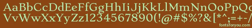 フォントStokeLight – 緑色の文字が茶色の背景にあります。
