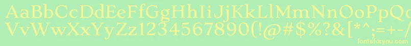 フォントStokeLight – 黄色の文字が緑の背景にあります