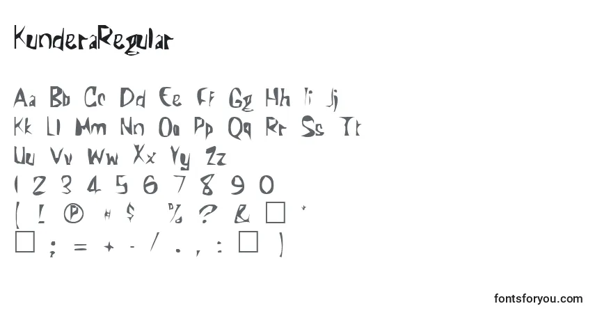 A fonte KunderaRegular – alfabeto, números, caracteres especiais