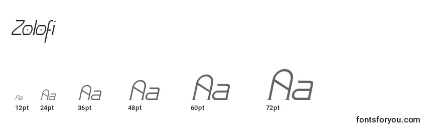 Zolofi Font Sizes