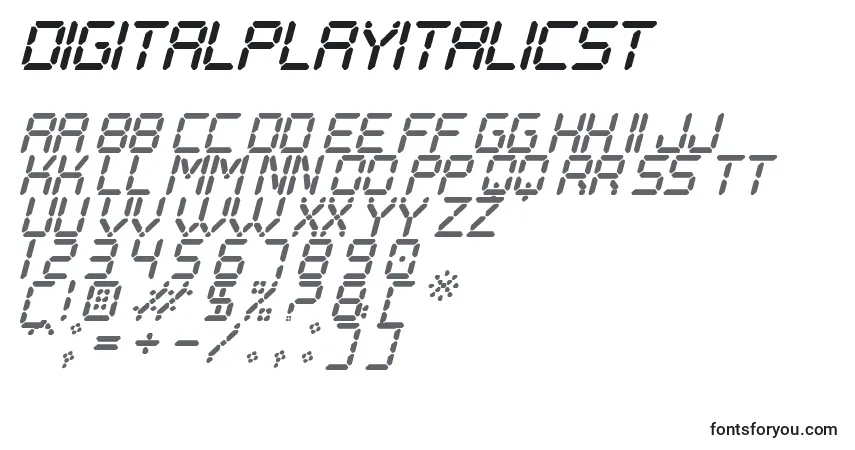Schriftart DigitalPlayItalicSt – Alphabet, Zahlen, spezielle Symbole