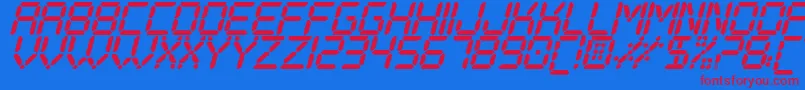 DigitalPlayItalicSt Font – Red Fonts on Blue Background