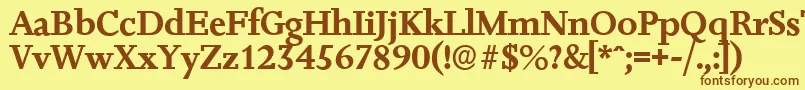 フォントJessicaserialBold – 茶色の文字が黄色の背景にあります。