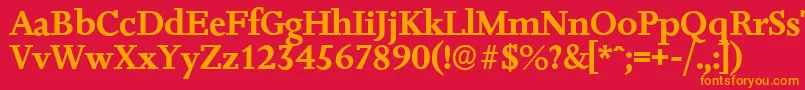 フォントJessicaserialBold – 赤い背景にオレンジの文字
