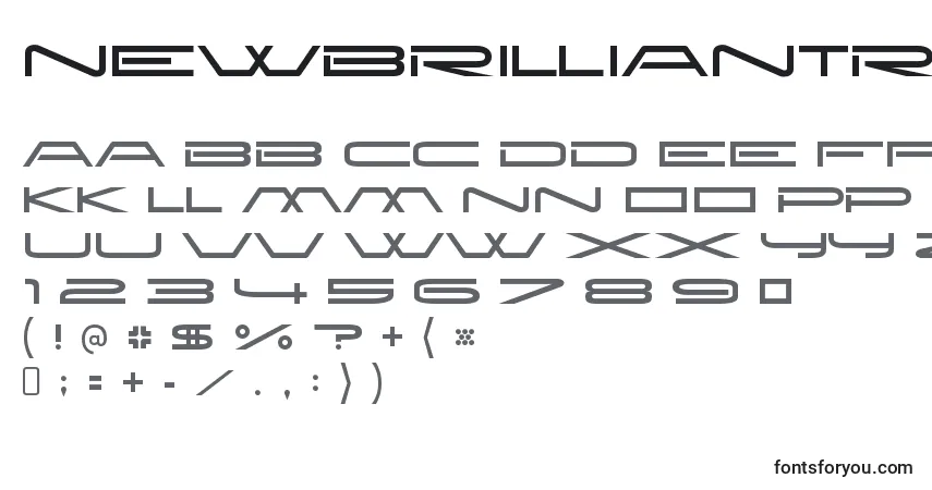 A fonte NewbrilliantRegular – alfabeto, números, caracteres especiais