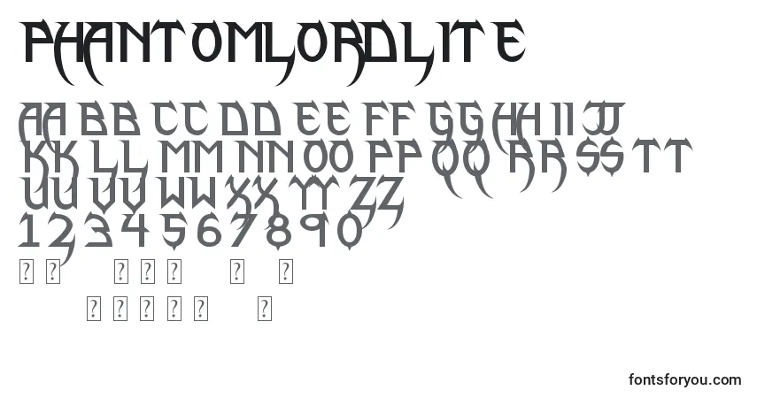 Schriftart PhantomLordLite – Alphabet, Zahlen, spezielle Symbole