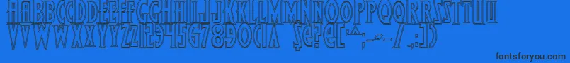 WolfsBaneBoldOutline-fontti – mustat fontit sinisellä taustalla