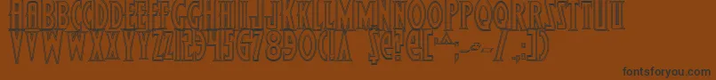 WolfsBaneBoldOutline-Schriftart – Schwarze Schriften auf braunem Hintergrund