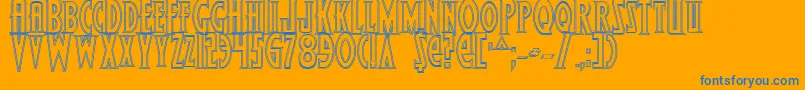 Czcionka WolfsBaneBoldOutline – niebieskie czcionki na pomarańczowym tle