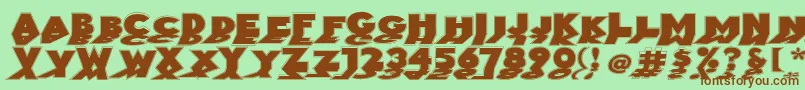 Mirrorblackoutline Font – Brown Fonts on Green Background