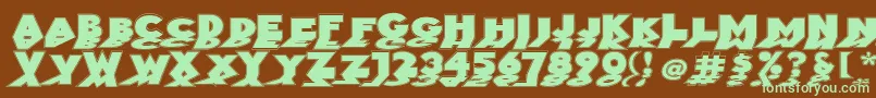 Mirrorblackoutline-Schriftart – Grüne Schriften auf braunem Hintergrund