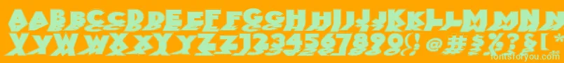 フォントMirrorblackoutline – オレンジの背景に緑のフォント